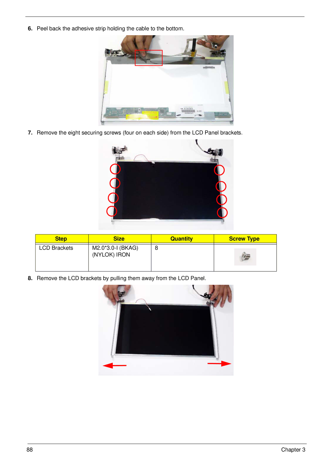 Acer 6530 manual LCD Brackets M2.0*3.0-I Bkag 