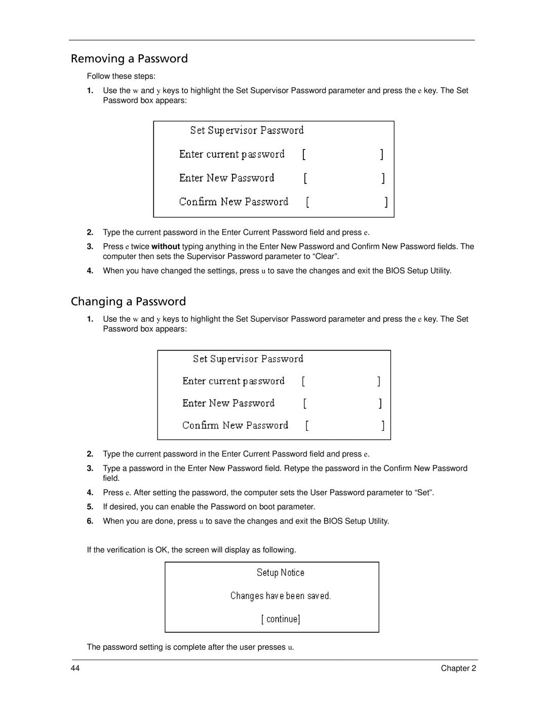 Acer 6593 manual Removing a Password 