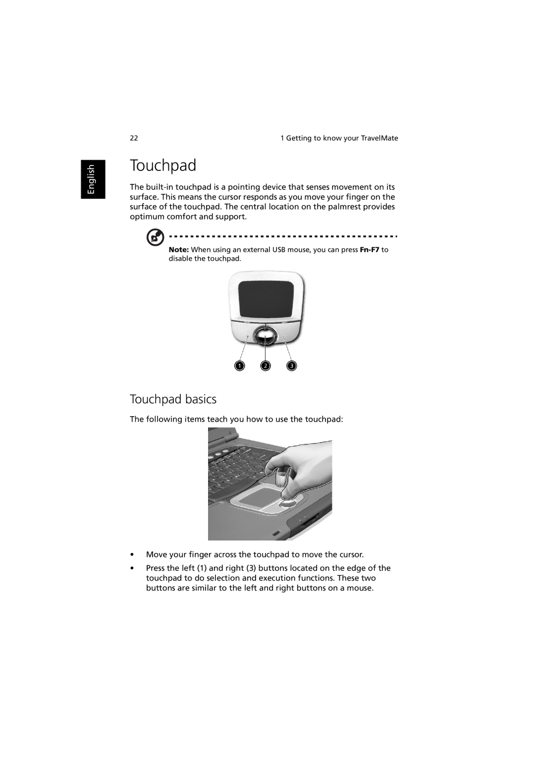 Acer 660 series manual Touchpad basics 