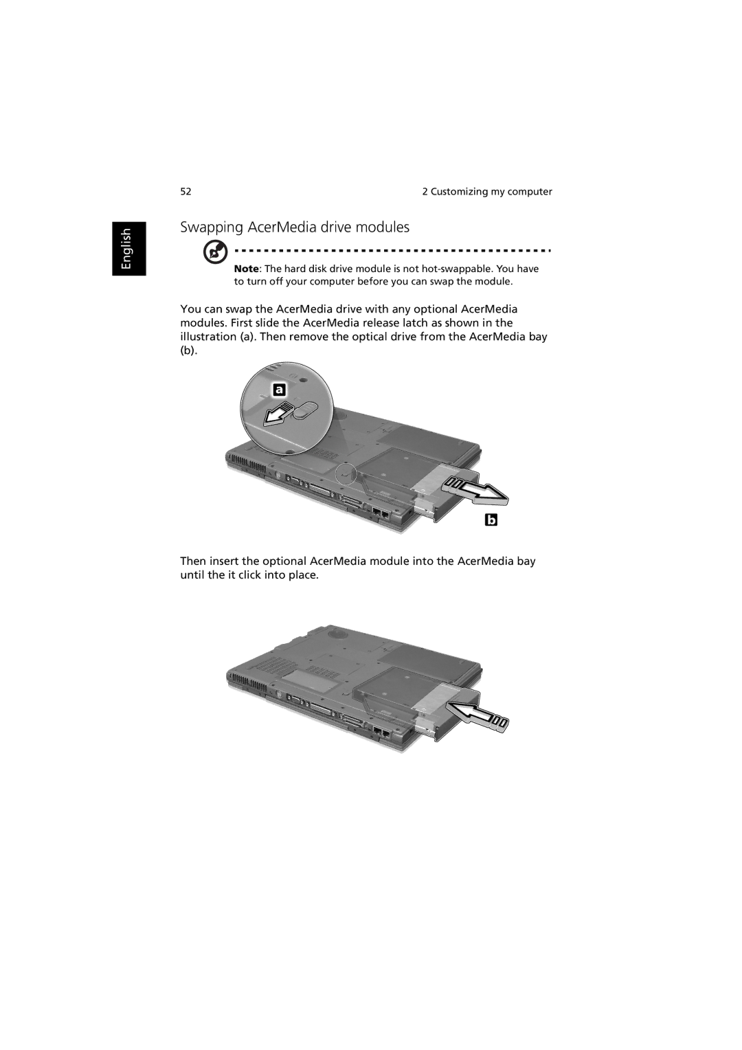 Acer 660 series manual Swapping AcerMedia drive modules 