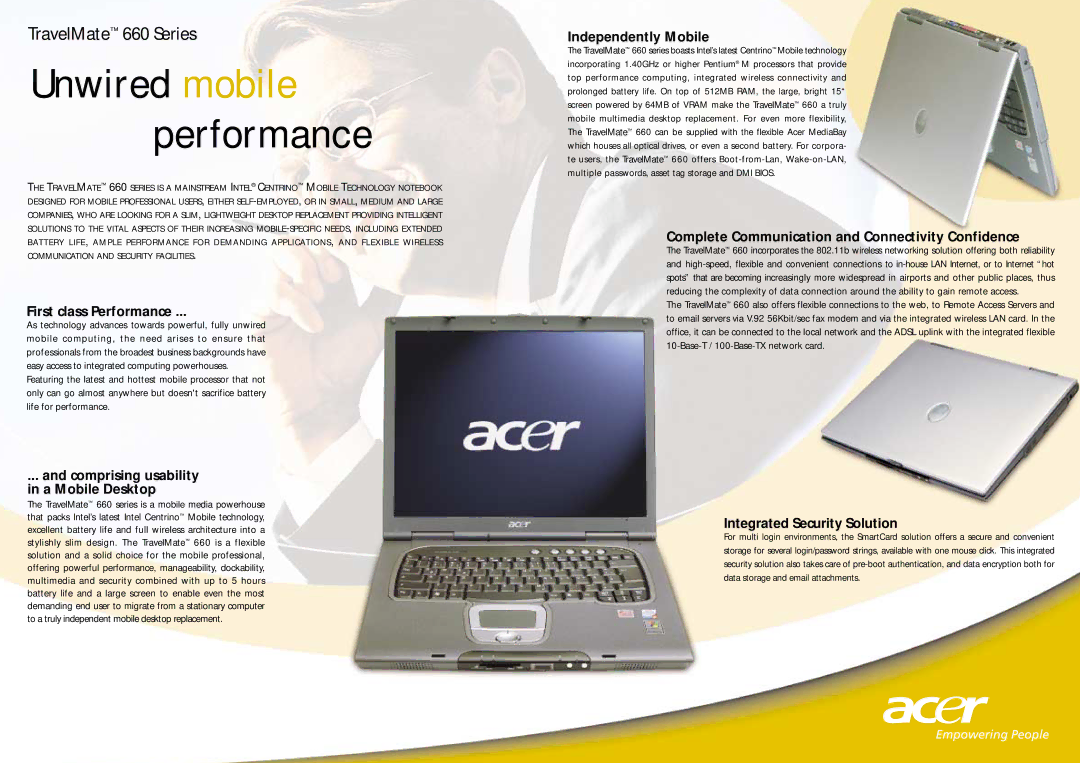 Acer 660 First class Performance, Independently Mobile, Complete Communication and Connectivity Confidence 