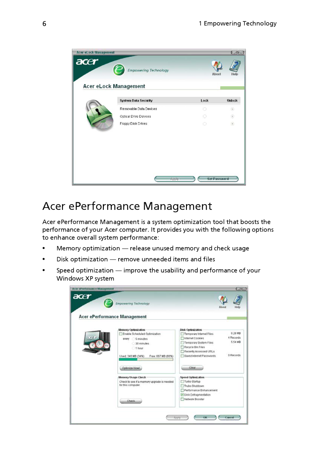 Acer 6800 manual Acer ePerformance Management 