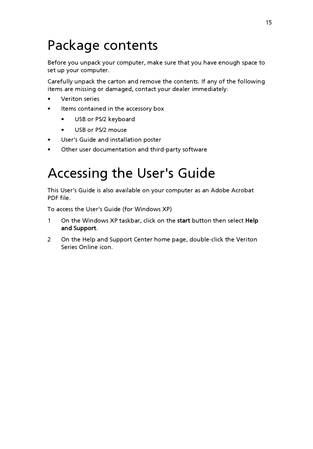 Acer 6800 manual Package contents, Accessing the Users Guide 