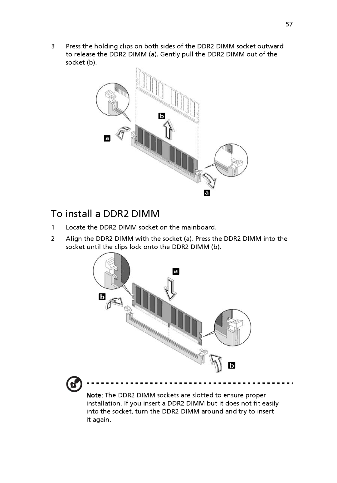 Acer 6800 manual To install a DDR2 Dimm 