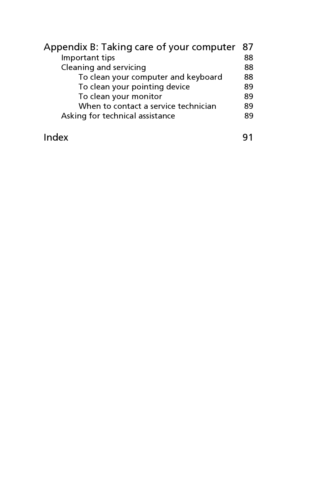 Acer 6800 manual Appendix B Taking care of your computer, Index 