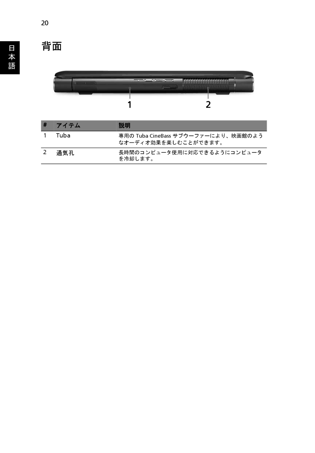 Acer 6920 manual 通気孔 