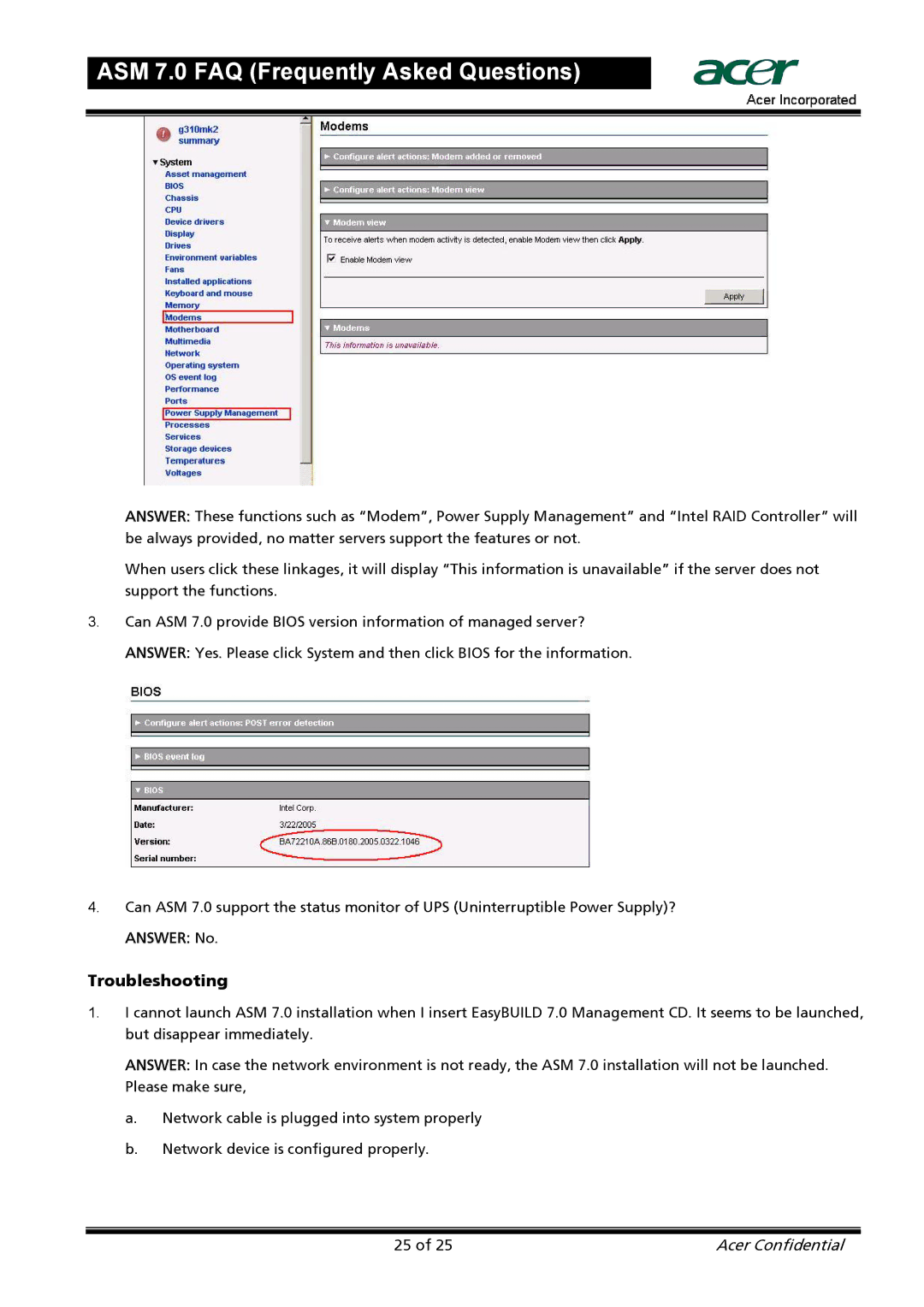 Acer 7 manual Troubleshooting 