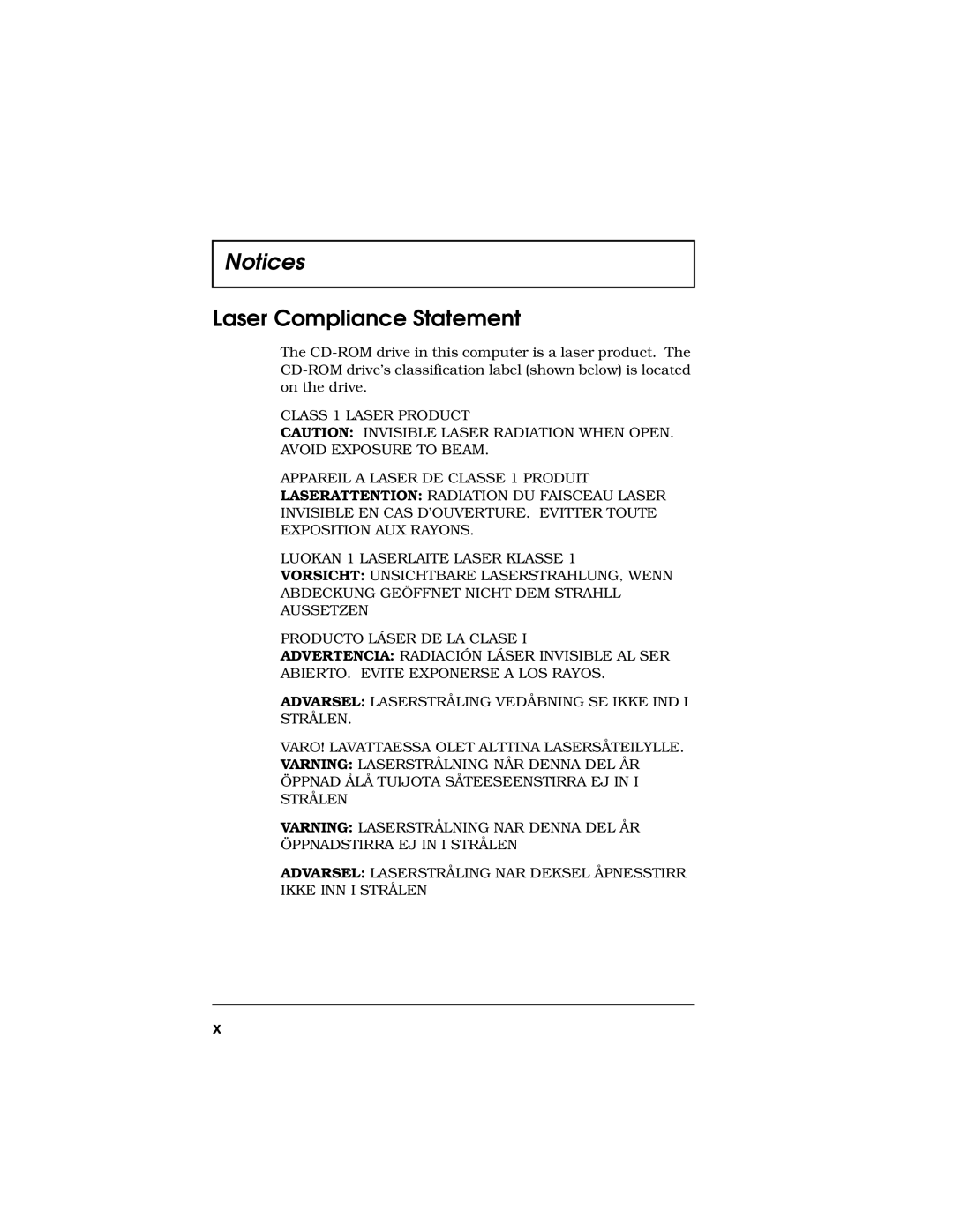 Acer 710 Series manual Laser Compliance Statement 