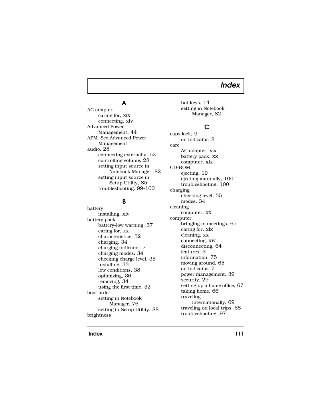 Acer 710 Series manual Index 111 