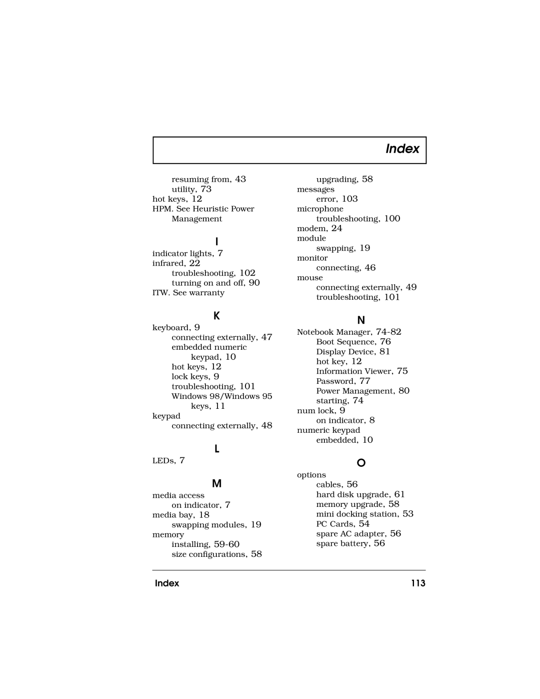 Acer 710 Series manual Index 113 