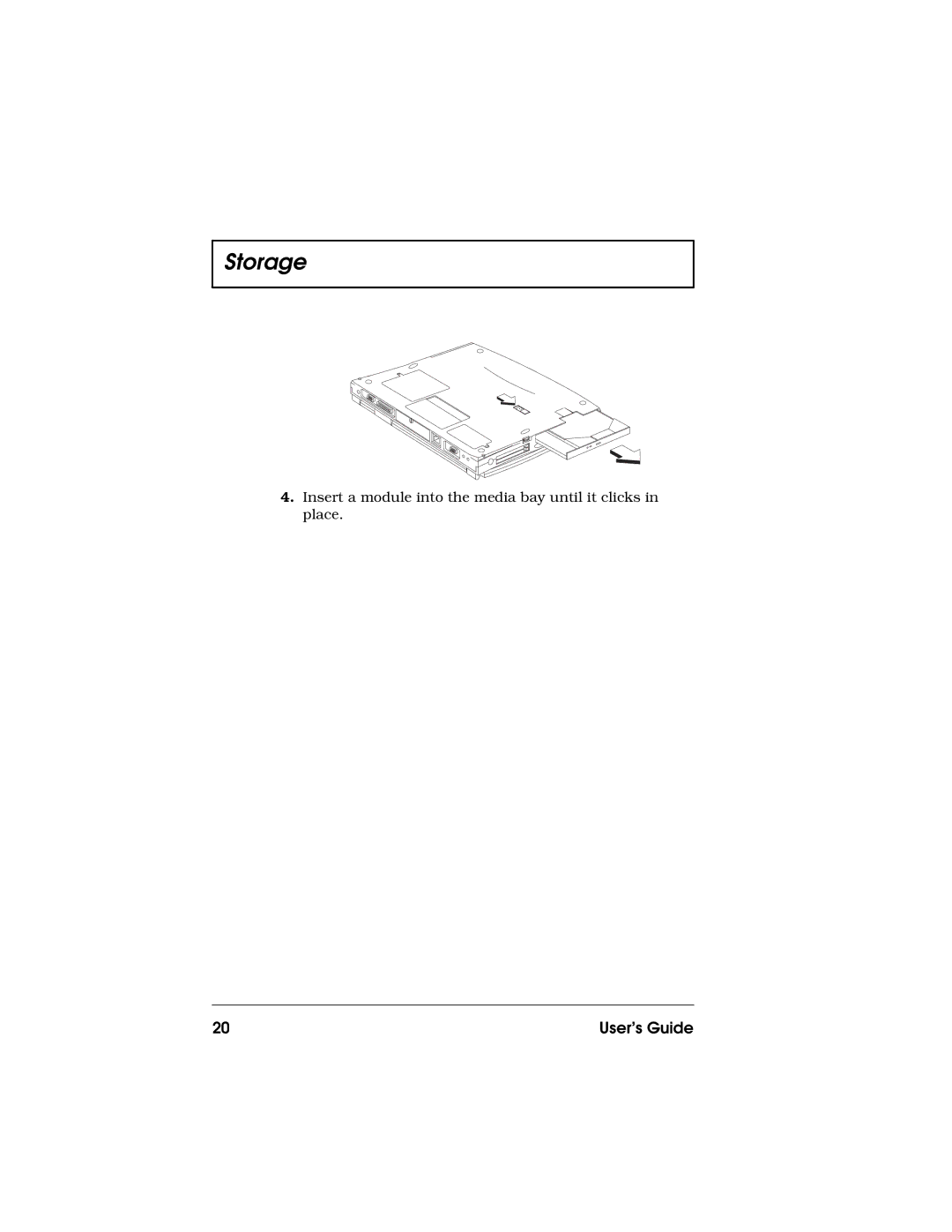 Acer 710 Series manual Insert a module into the media bay until it clicks in place 