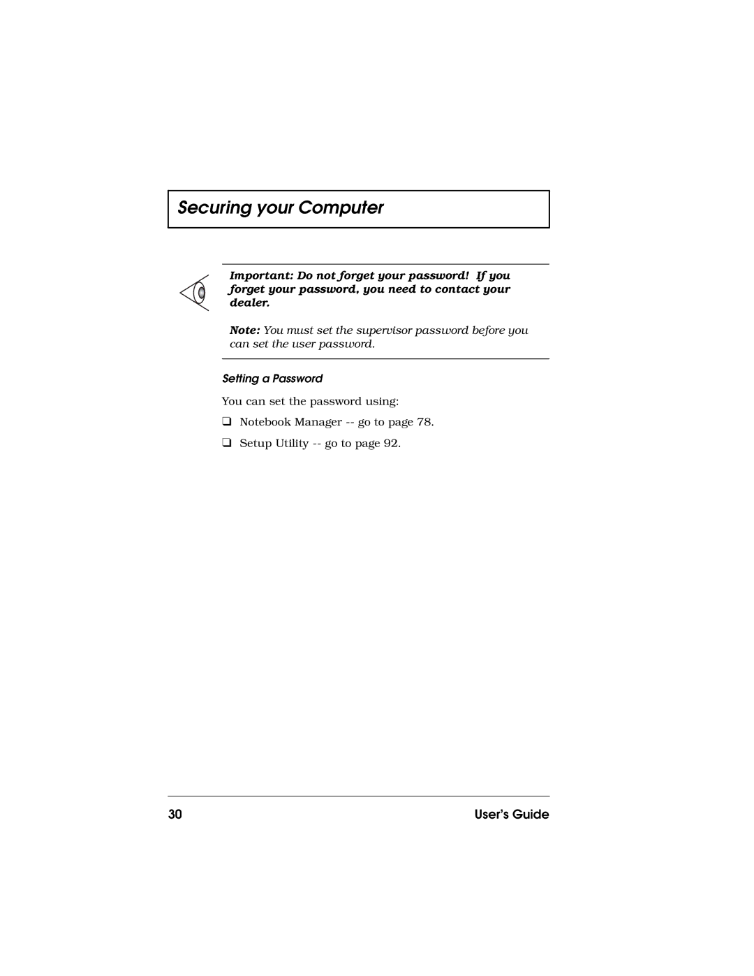 Acer 710 Series manual Setting a Password 