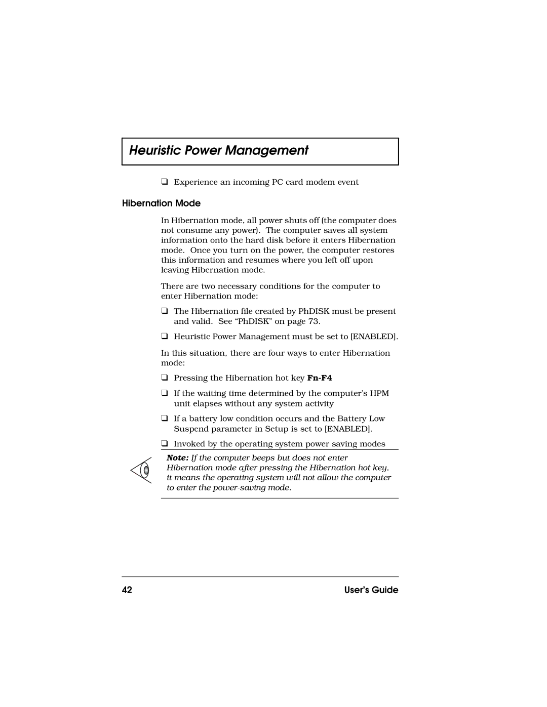 Acer 710 Series manual Hibernation Mode 