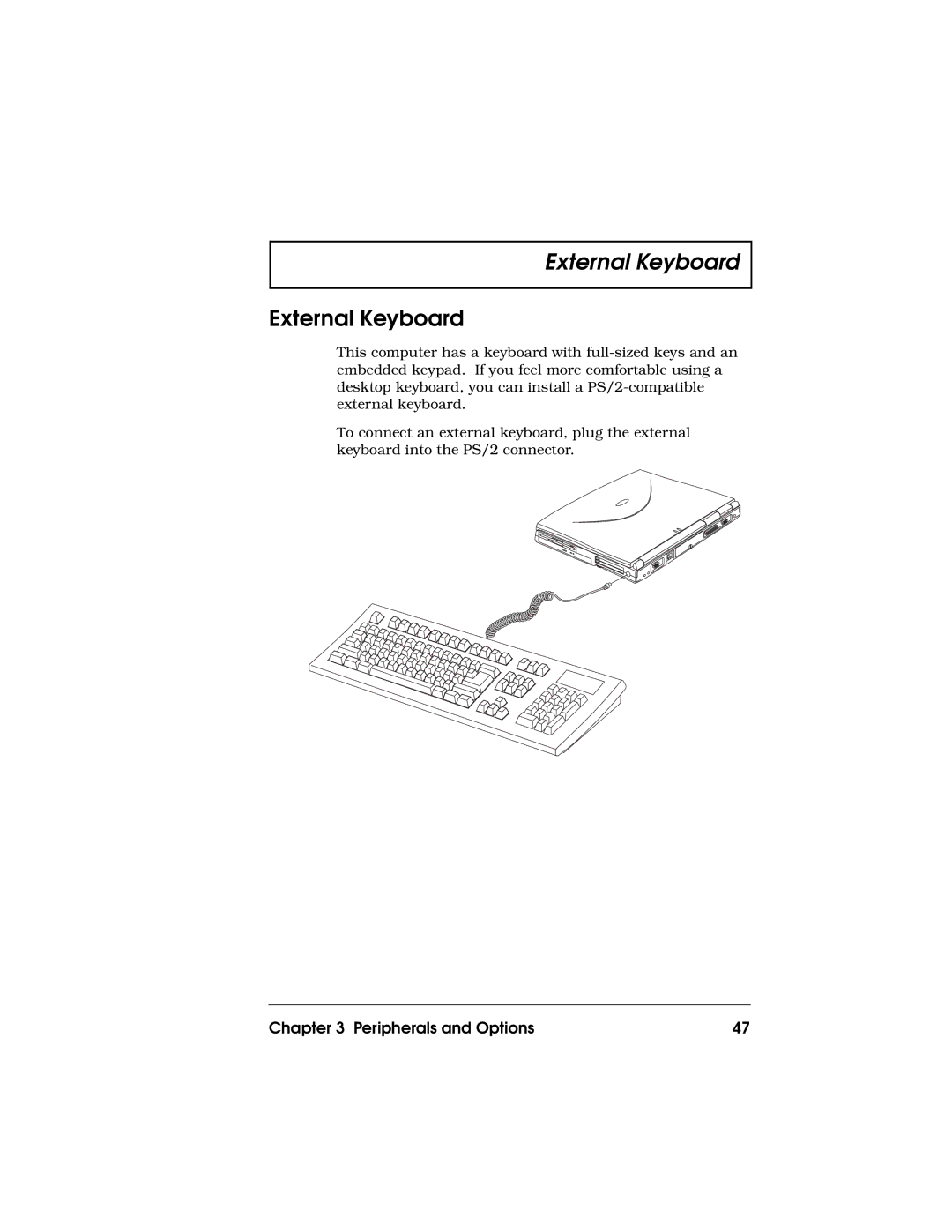 Acer 710 Series manual External Keyboard 