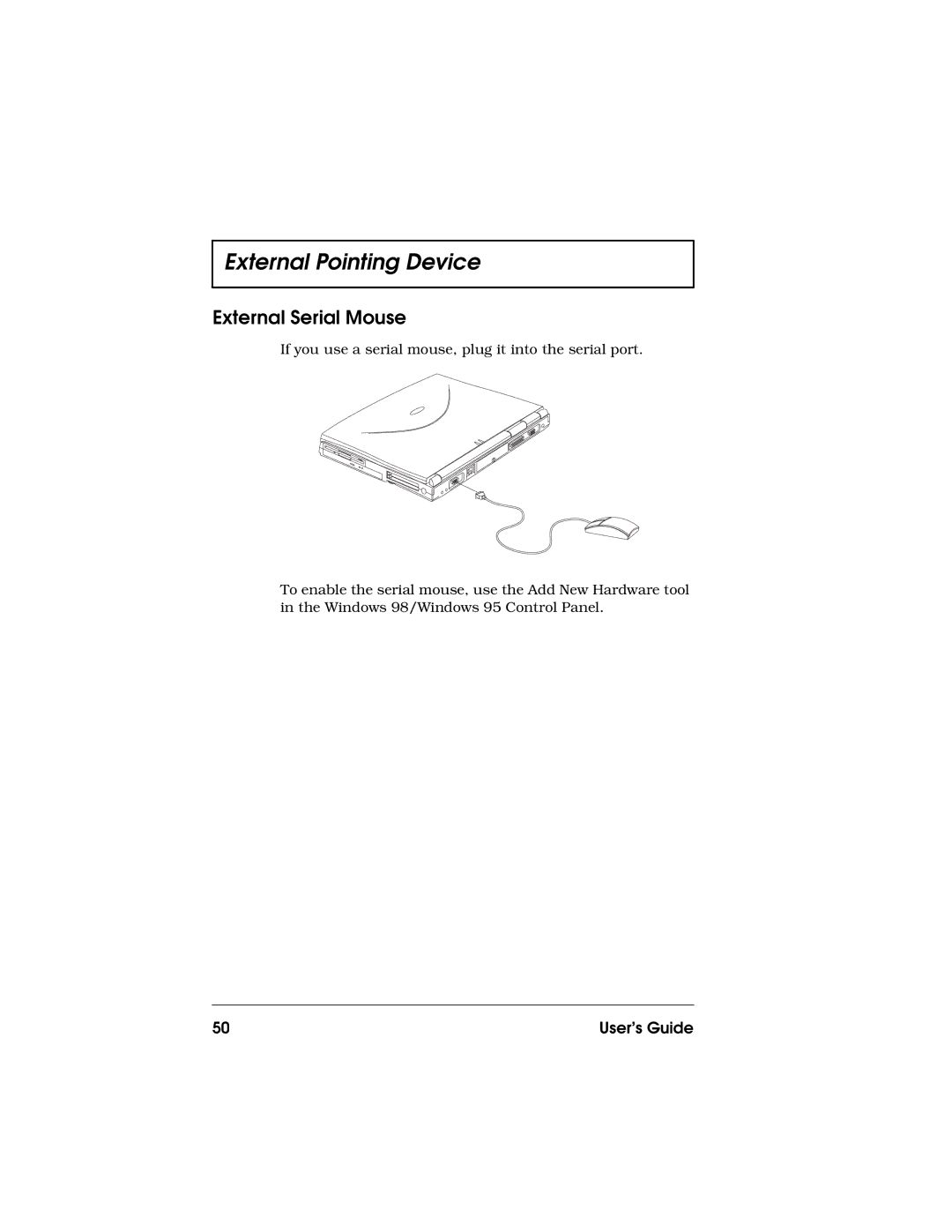 Acer 710 Series manual External Serial Mouse 