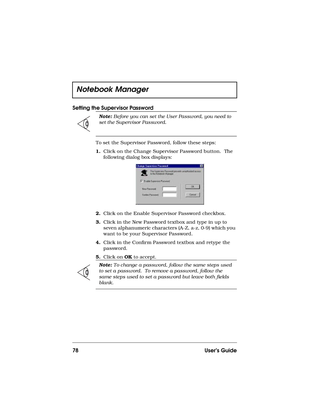 Acer 710 Series manual Setting the Supervisor Password 