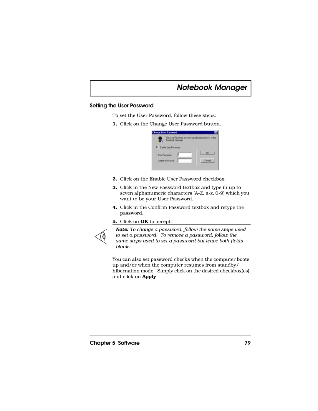 Acer 710 Series manual Setting the User Password 