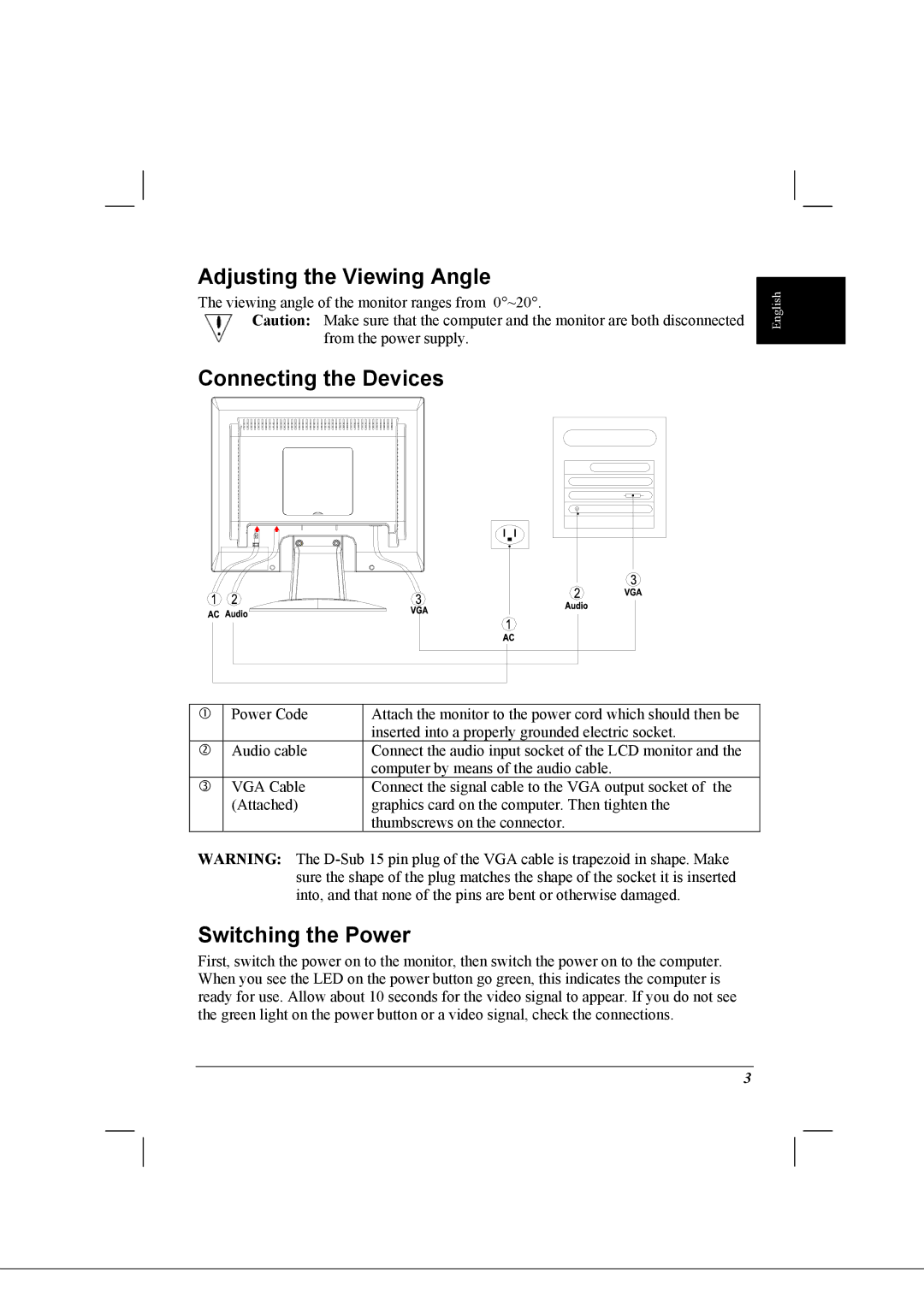 Acer 718 installation instructions Adjusting the Viewing Angle 