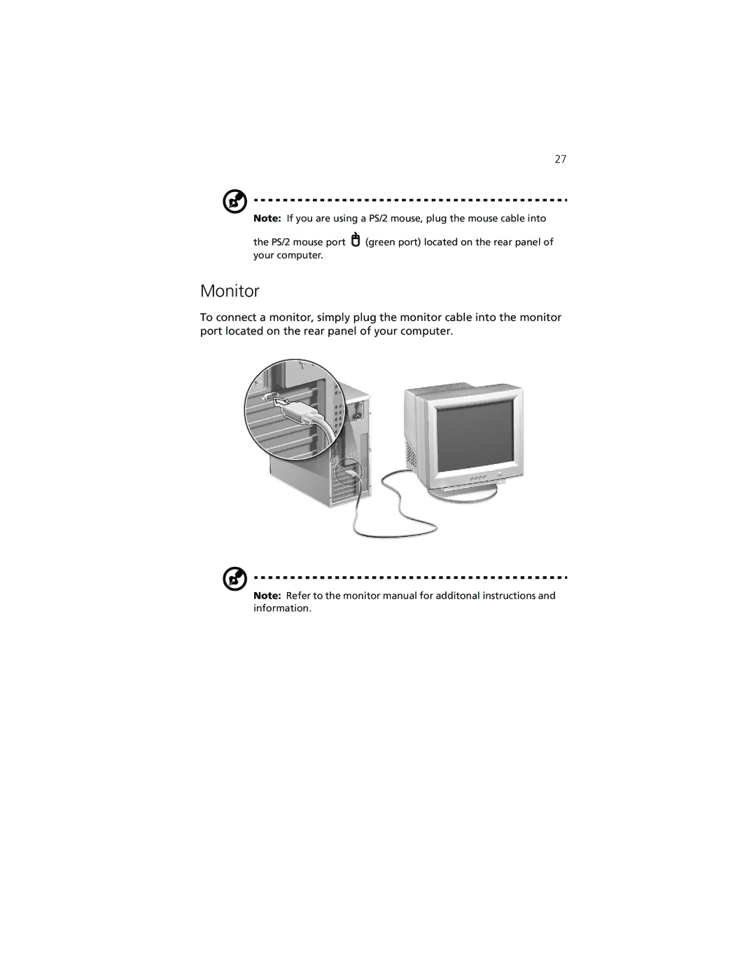 Acer 7200 manual Monitor 