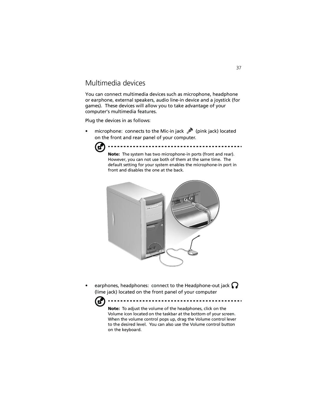 Acer 7200 manual Multimedia devices 