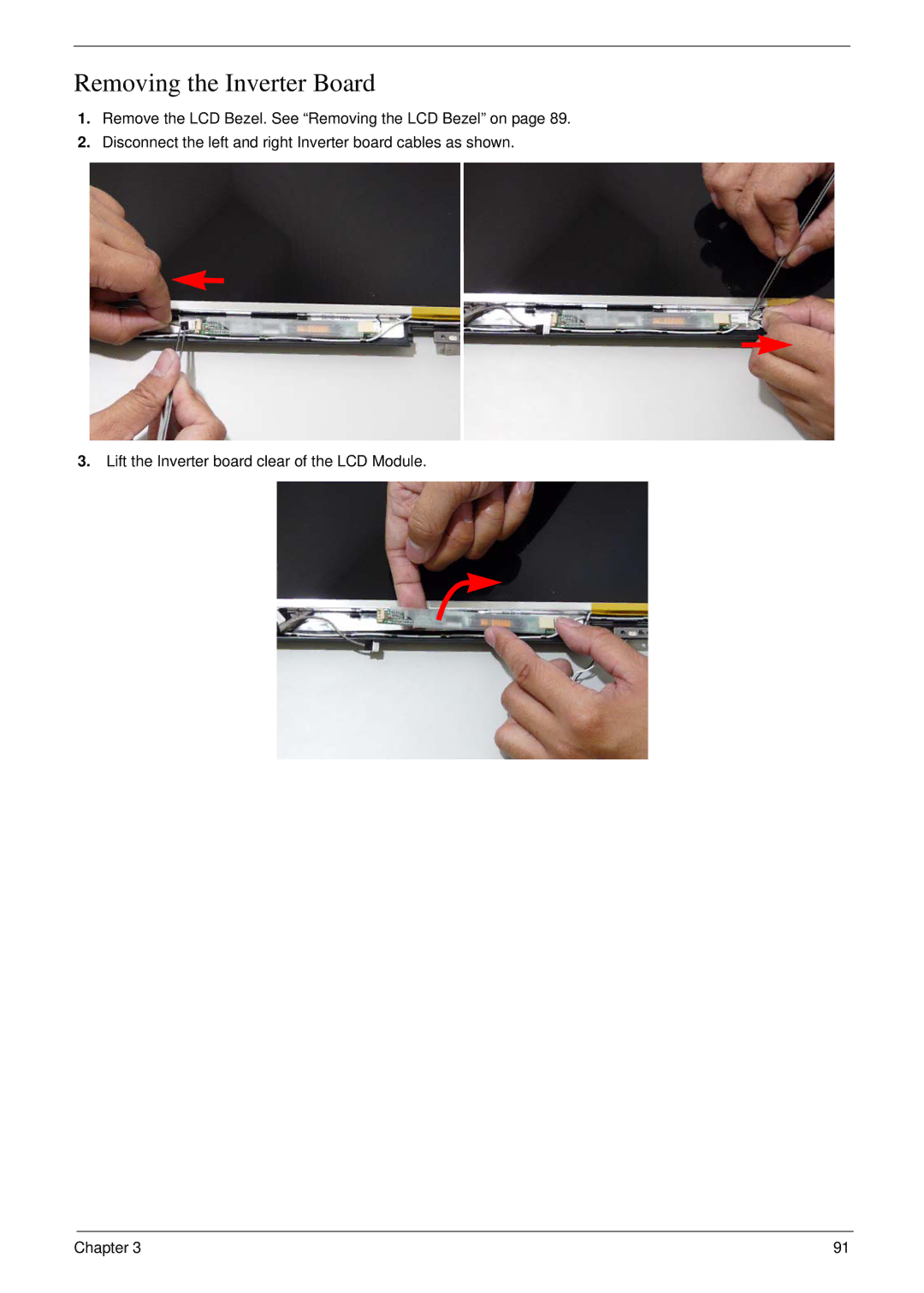 Acer 7230 manual Removing the Inverter Board 