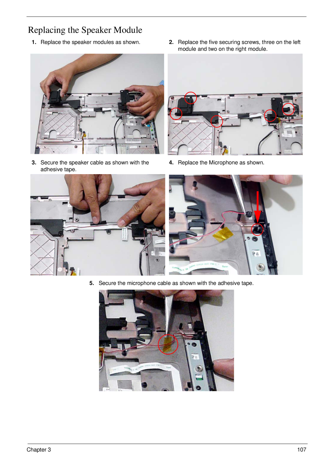 Acer 7230 manual Replacing the Speaker Module 