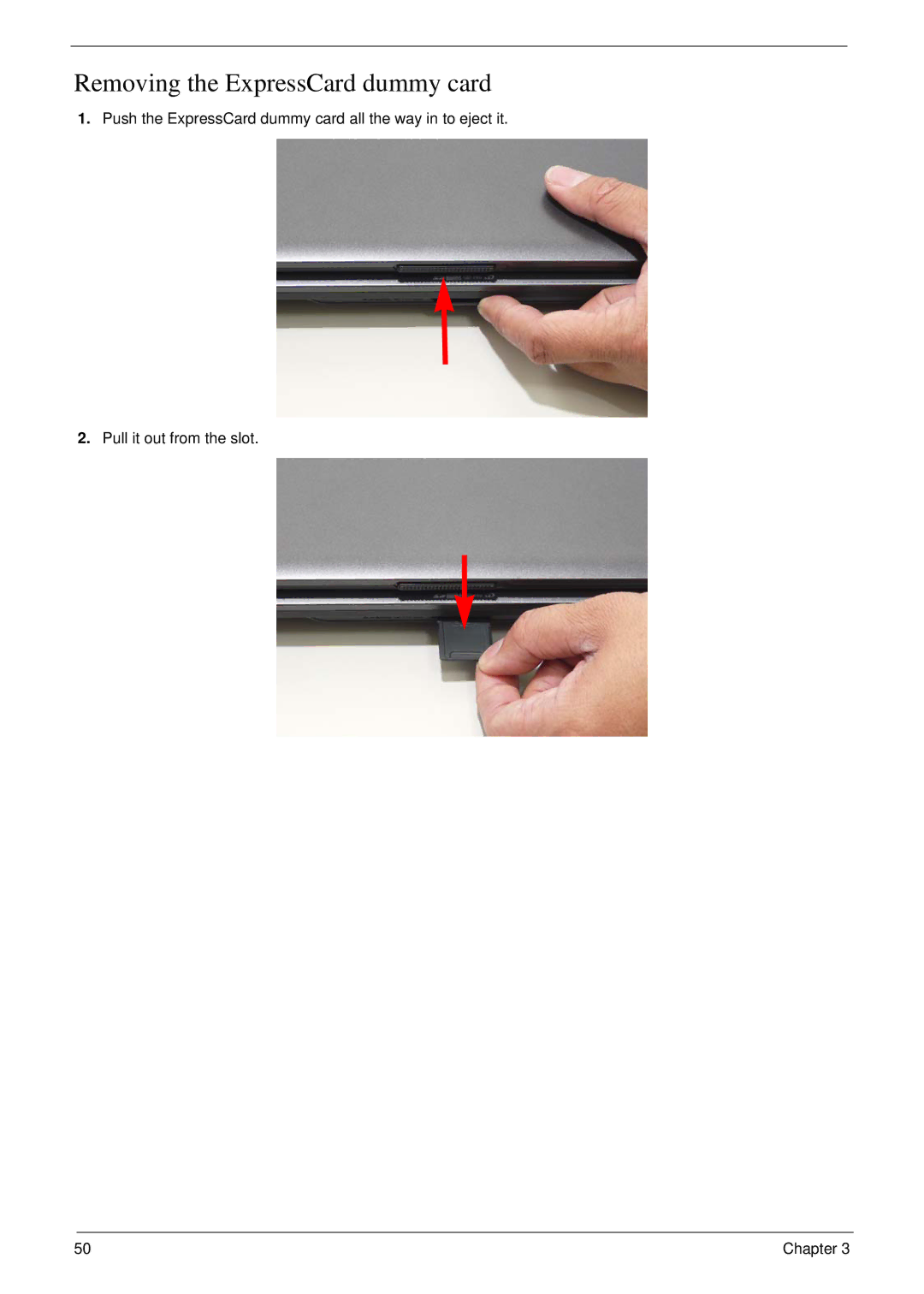 Acer 7230 manual Removing the ExpressCard dummy card 