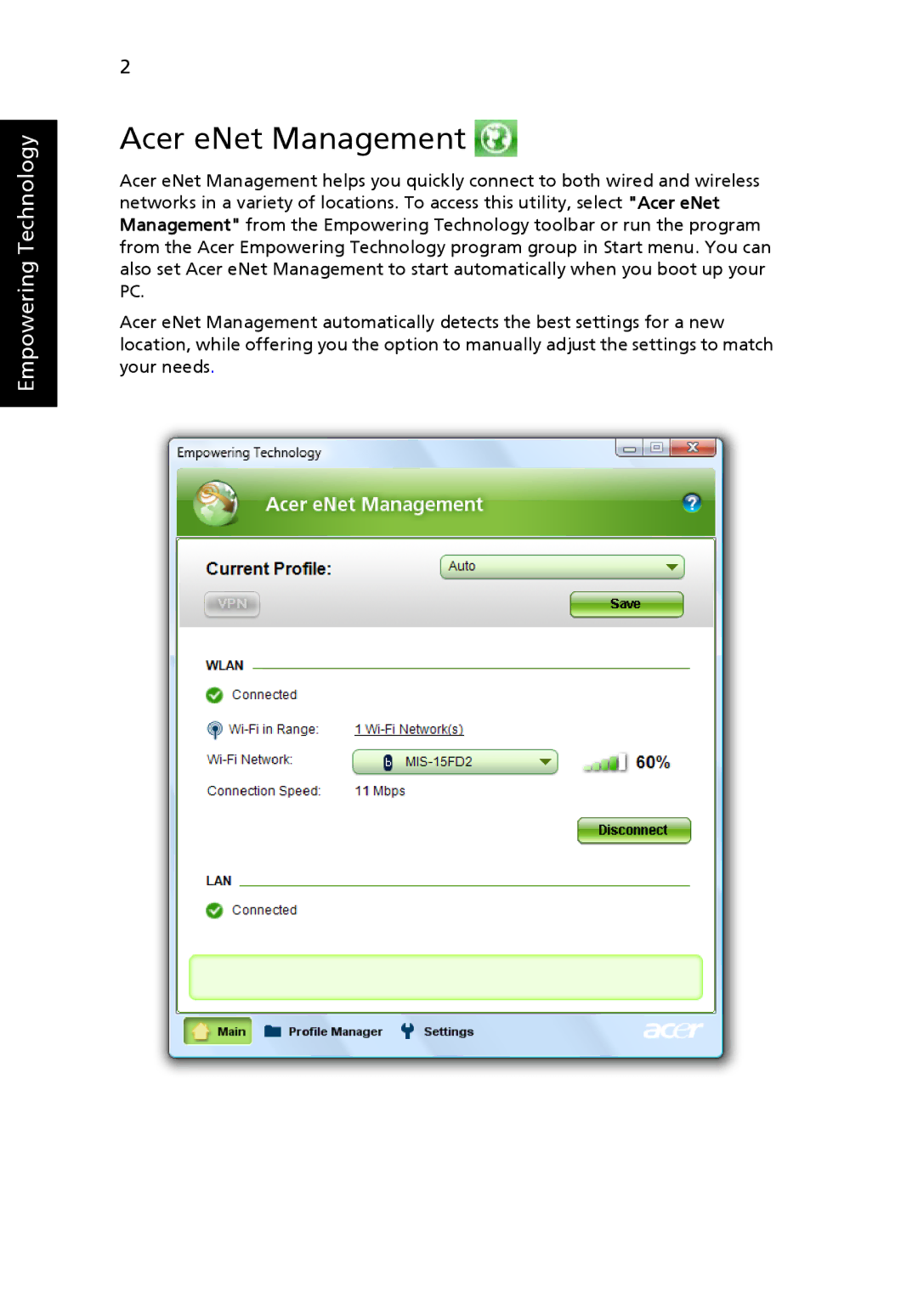 Acer 7720G, 7320, ICK70 manual Acer eNet Management 