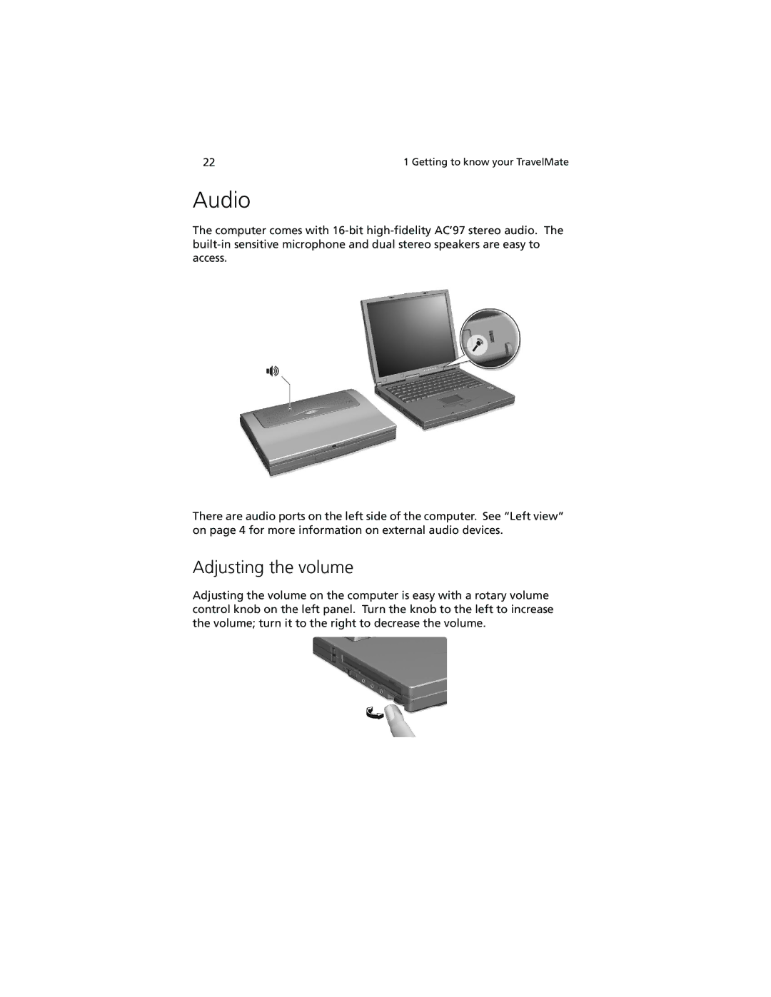 Acer 740 Series manual Audio, Adjusting the volume 