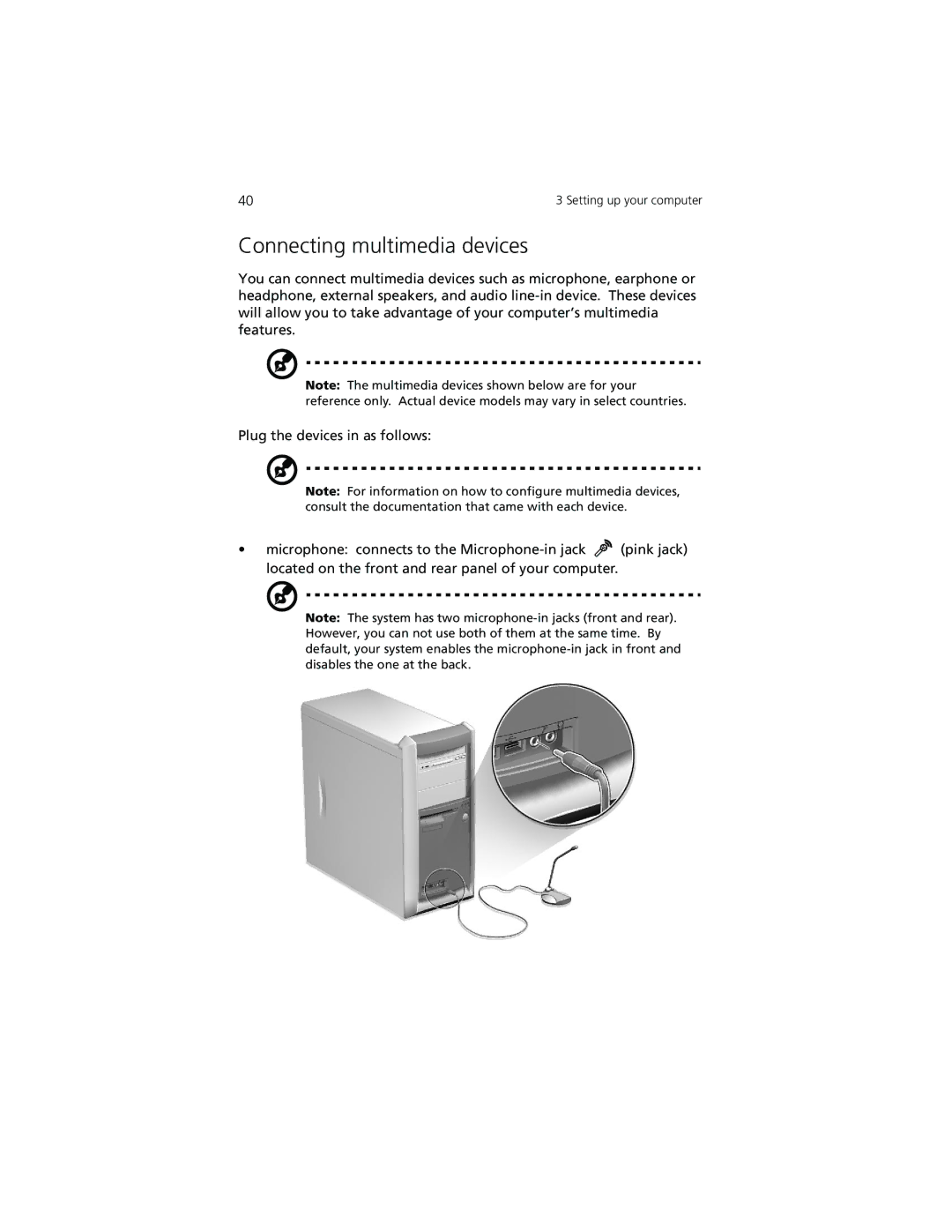 Acer 7500G manual Connecting multimedia devices 