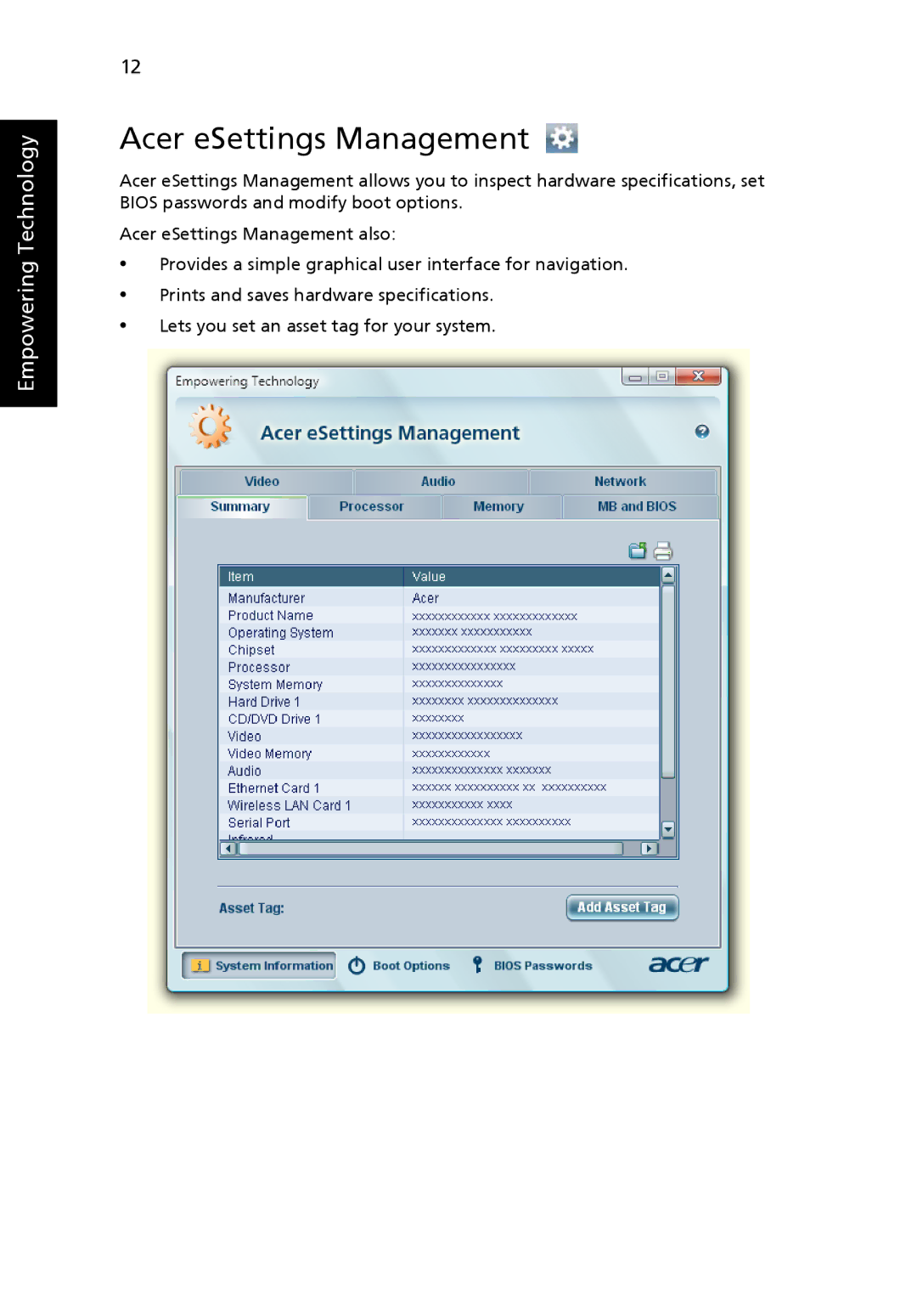 Acer 7510 manual Acer eSettings Management 