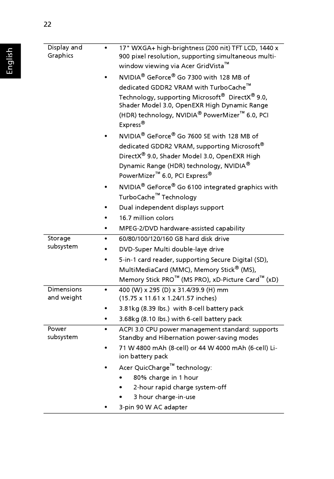 Acer 7510 manual English 