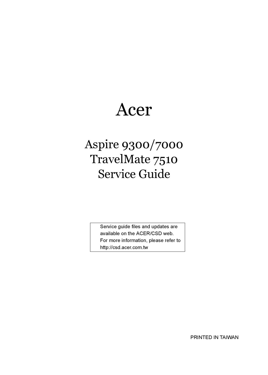 Acer 7510 manual Acer 