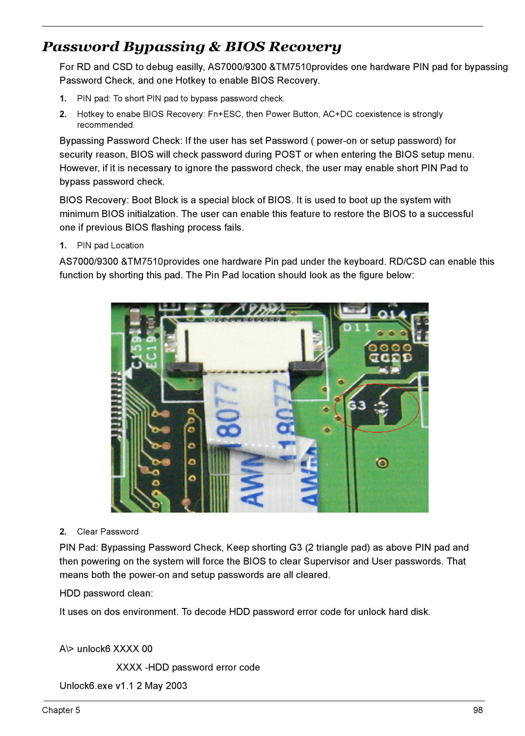 Acer 7510 manual Password Bypassing & Bios Recovery 