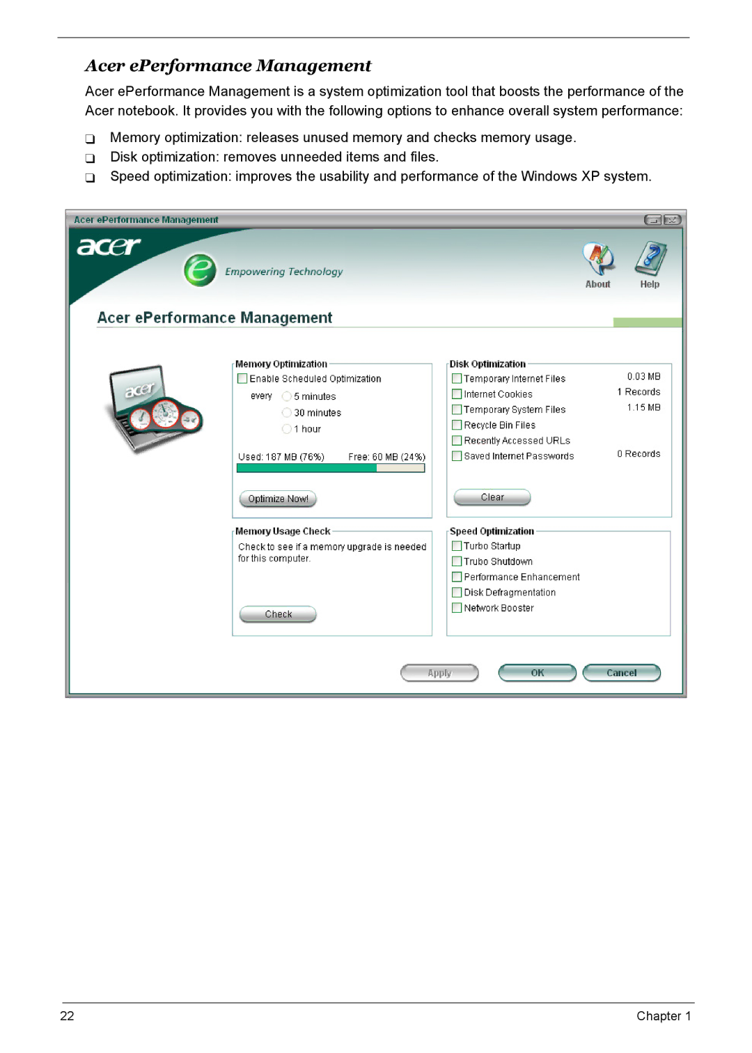 Acer 7510 manual Acer ePerformance Management 