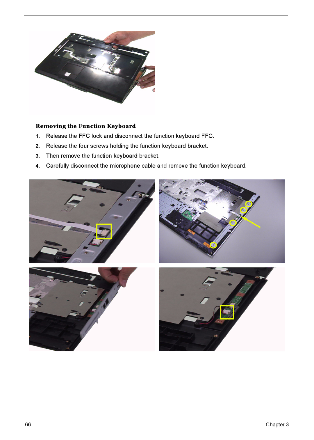 Acer 7510 manual Removing the Function Keyboard 