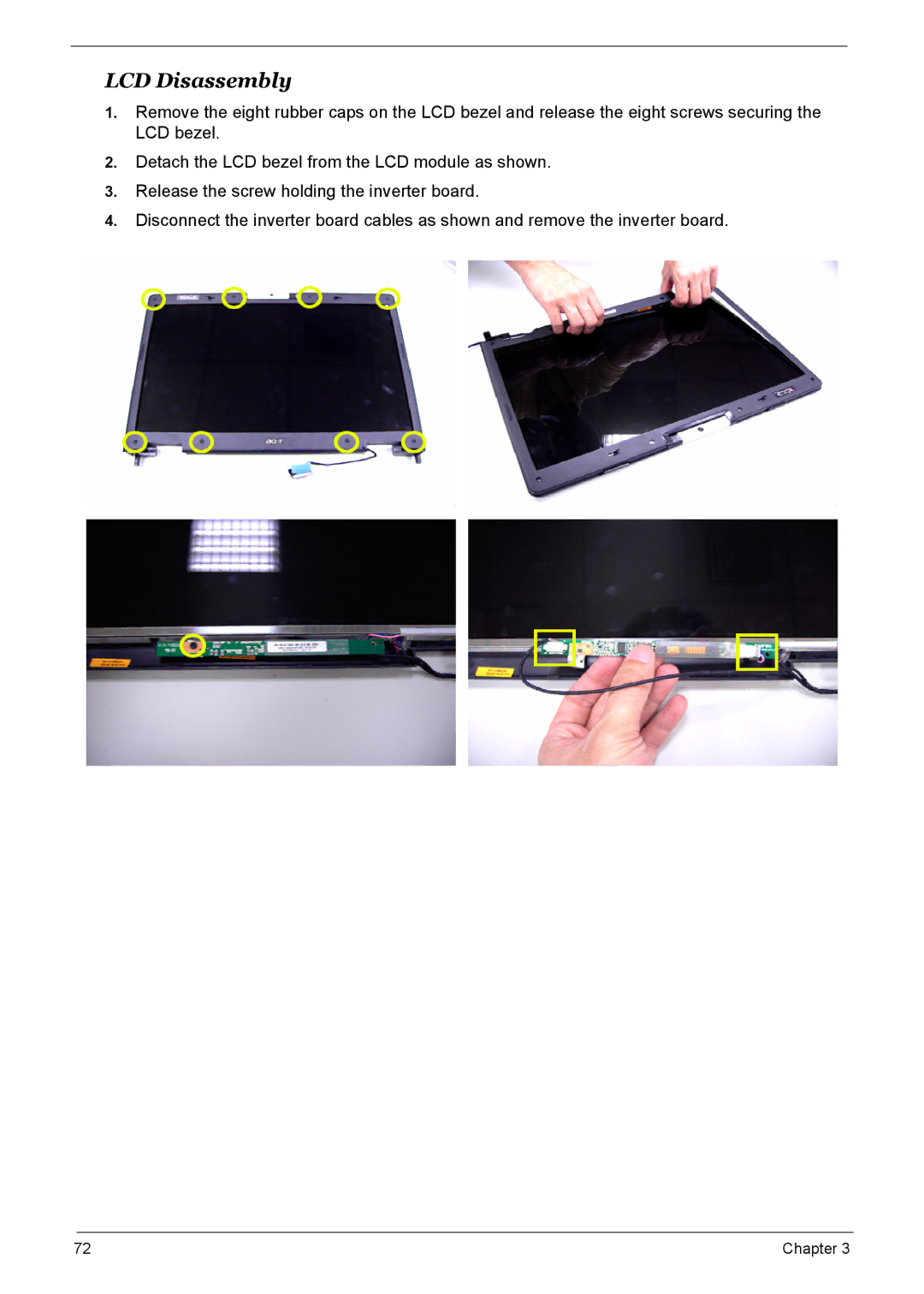 Acer 7510 manual LCD Disassembly 