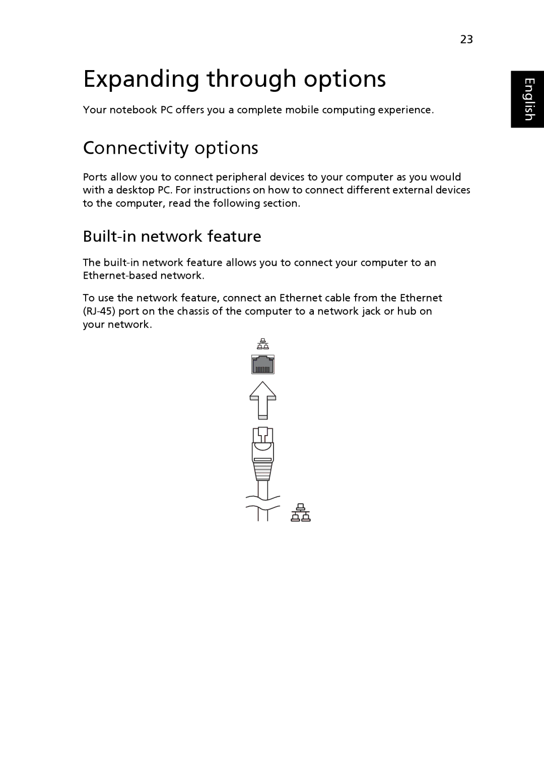 Acer 751H manual Expanding through options, Connectivity options, Built-in network feature 