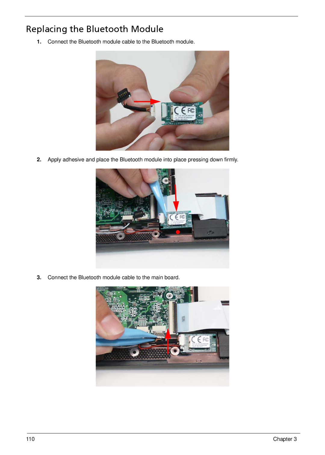 Acer 752, 1810T, 1410 manual Replacing the Bluetooth Module 