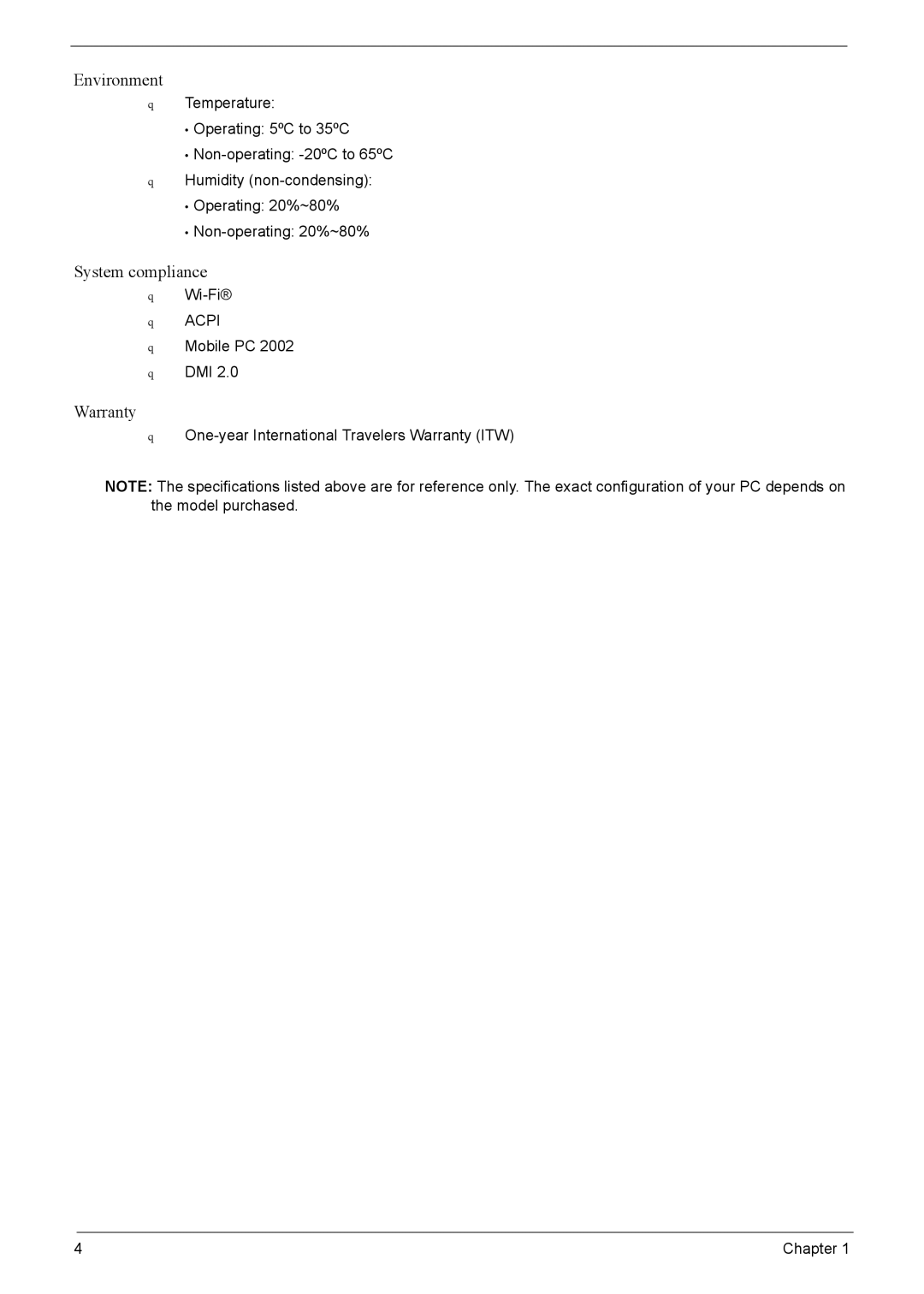 Acer 7520, 7220 manual System compliance 