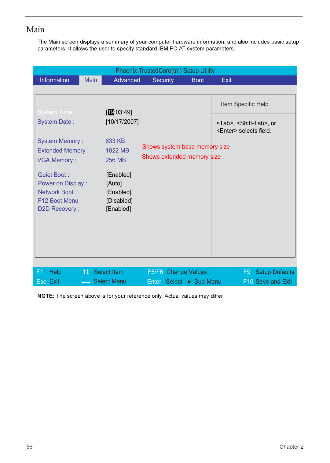 Acer 7520, 7220 manual Main 