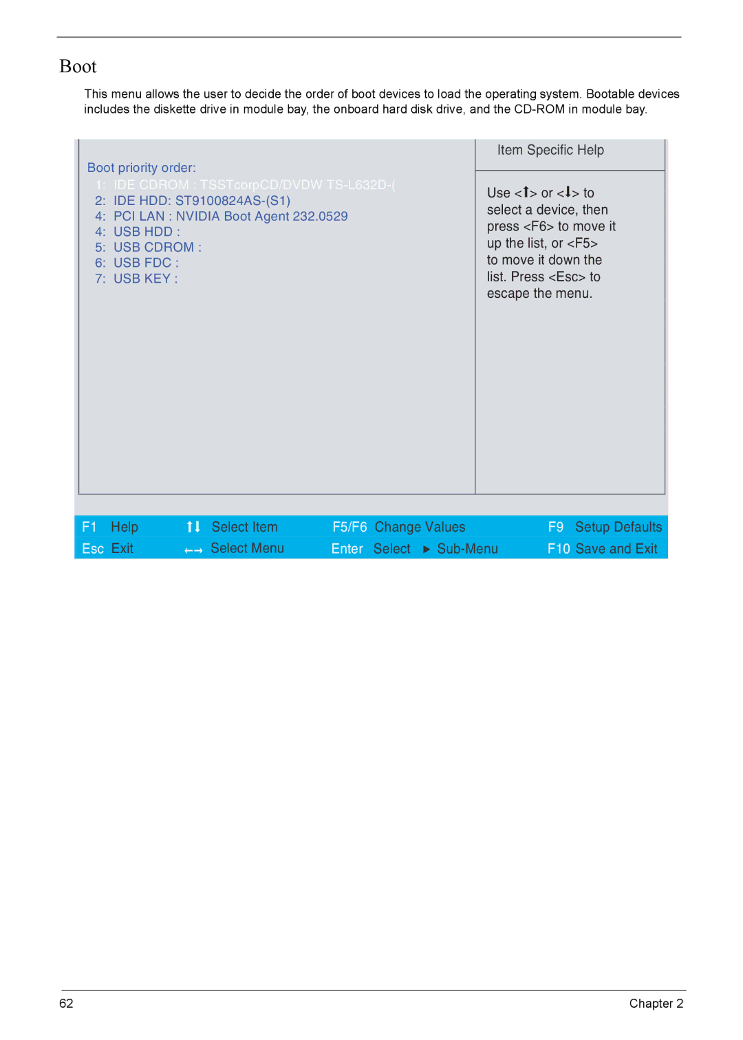 Acer 7520, 7220 manual Boot 