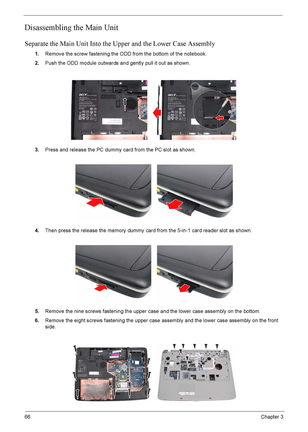 Acer 7520, 7220 manual Disassembling the Main Unit 