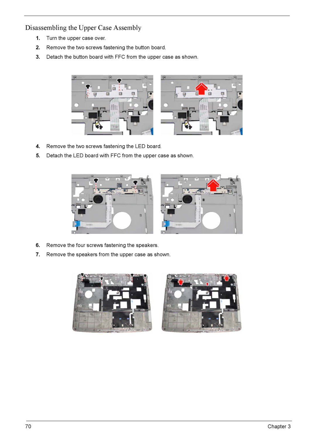 Acer 7520, 7220 manual Disassembling the Upper Case Assembly 