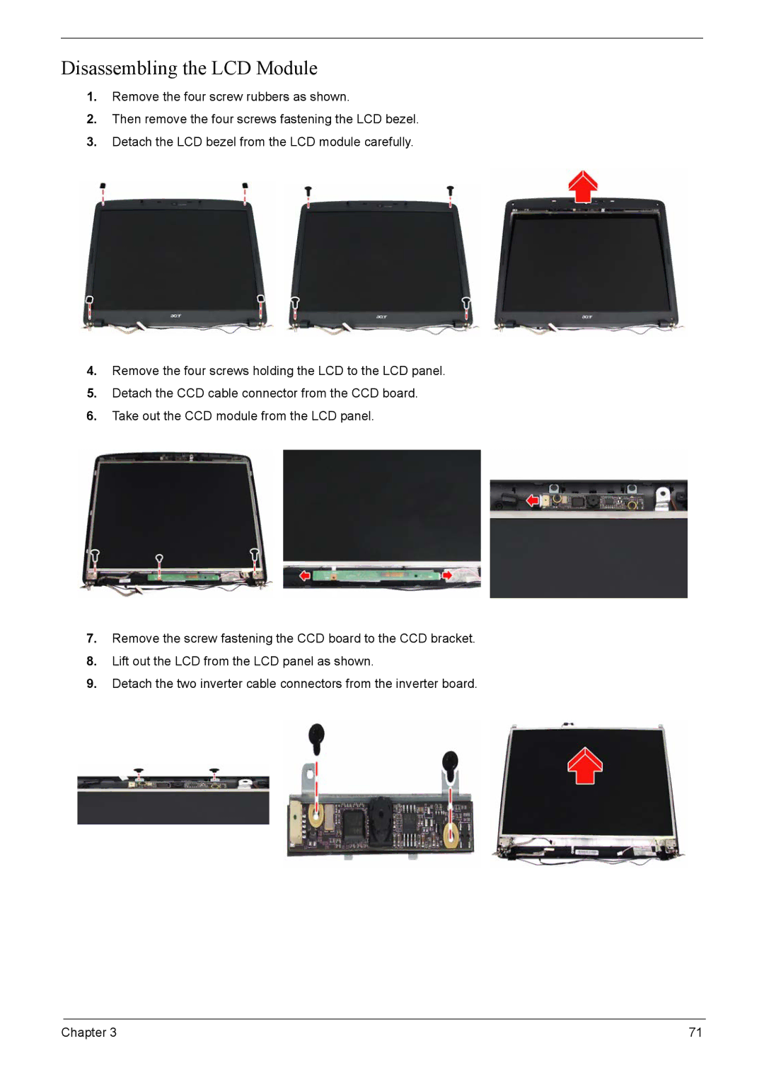 Acer 7220, 7520 manual Disassembling the LCD Module 