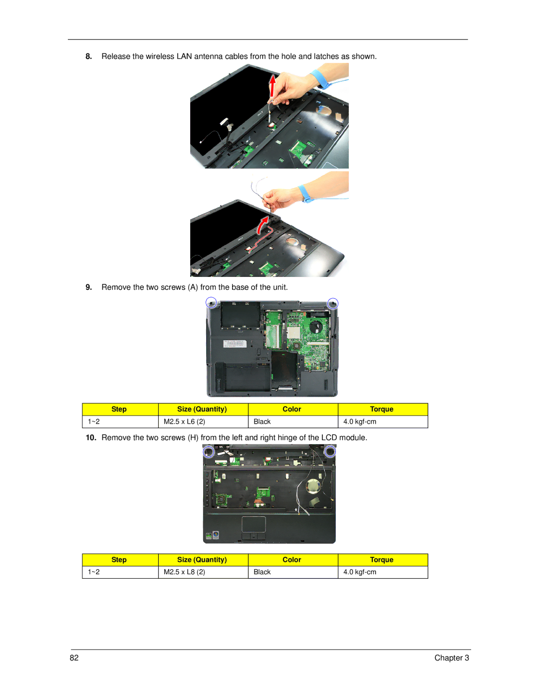 Acer 7520 manual M2.5 x L8 Black Kgf-cm Chapter 