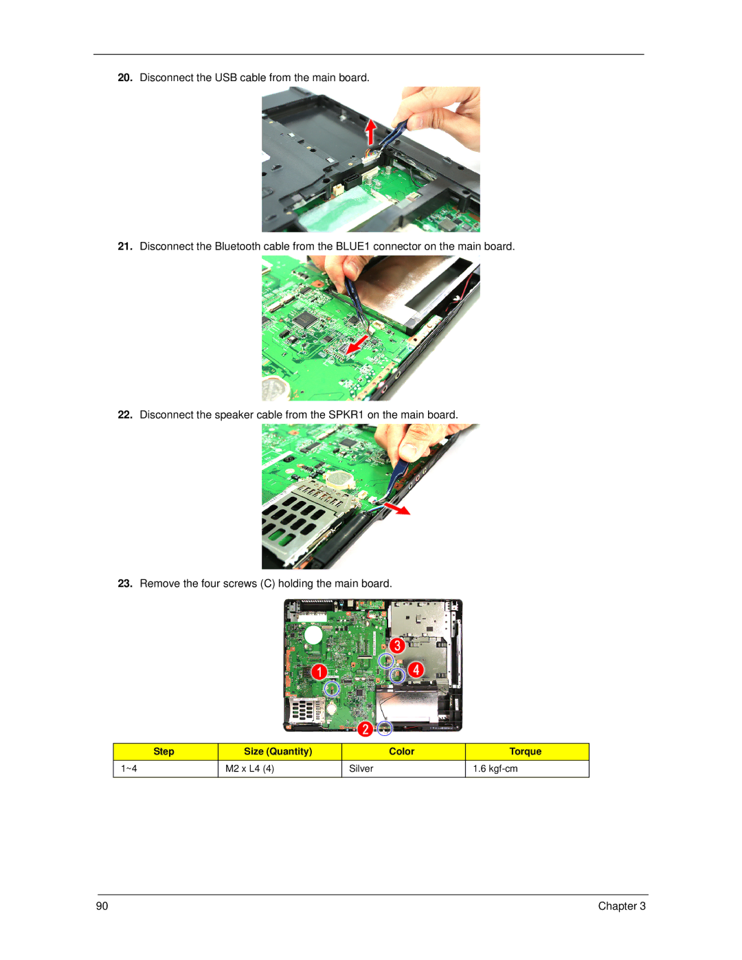 Acer 7520 manual M2 x L4 Silver Kgf-cm Chapter 