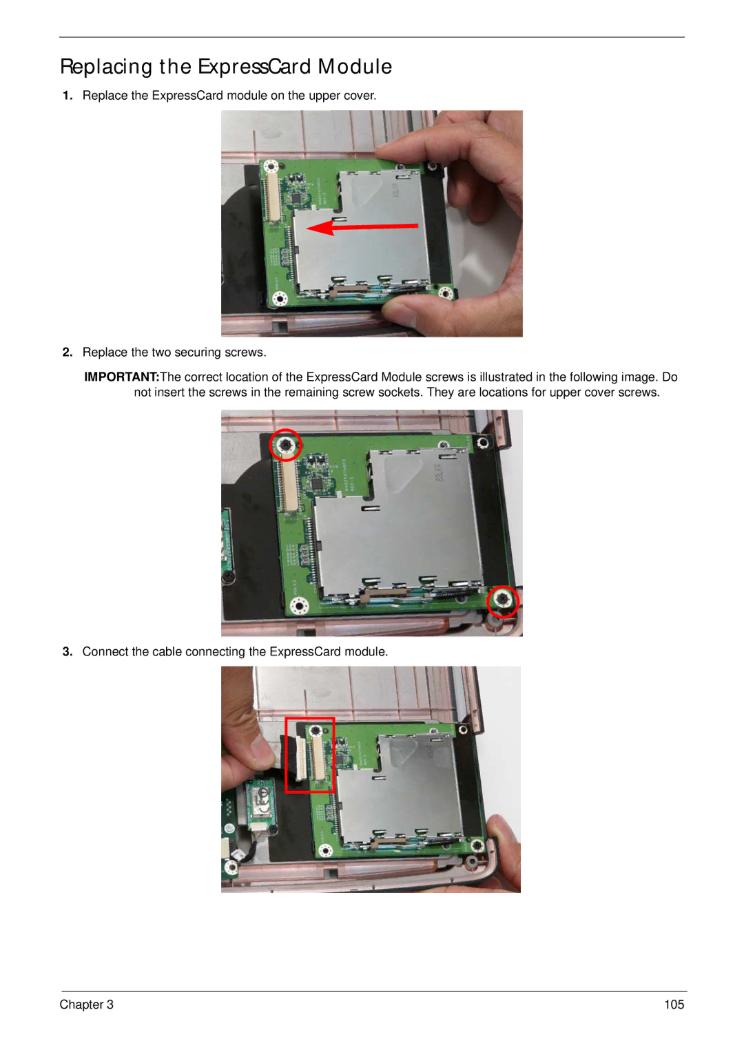 Acer 7530G manual Replacing the ExpressCard Module 