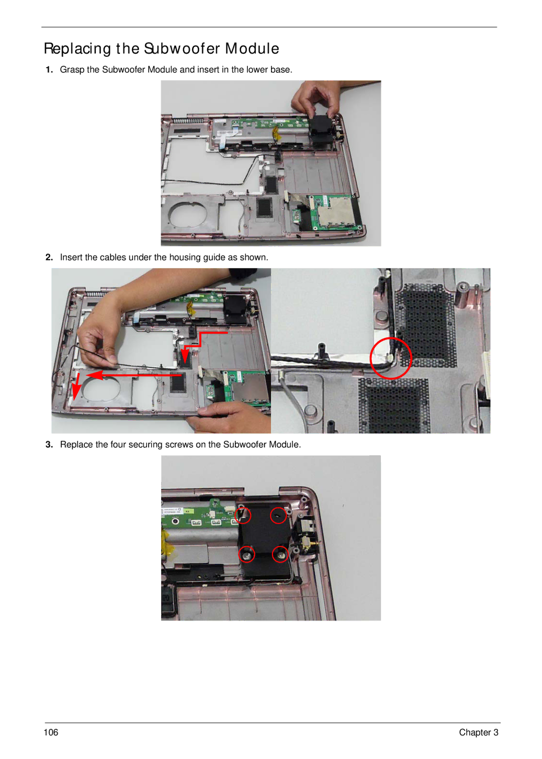 Acer 7530G manual Replacing the Subwoofer Module 