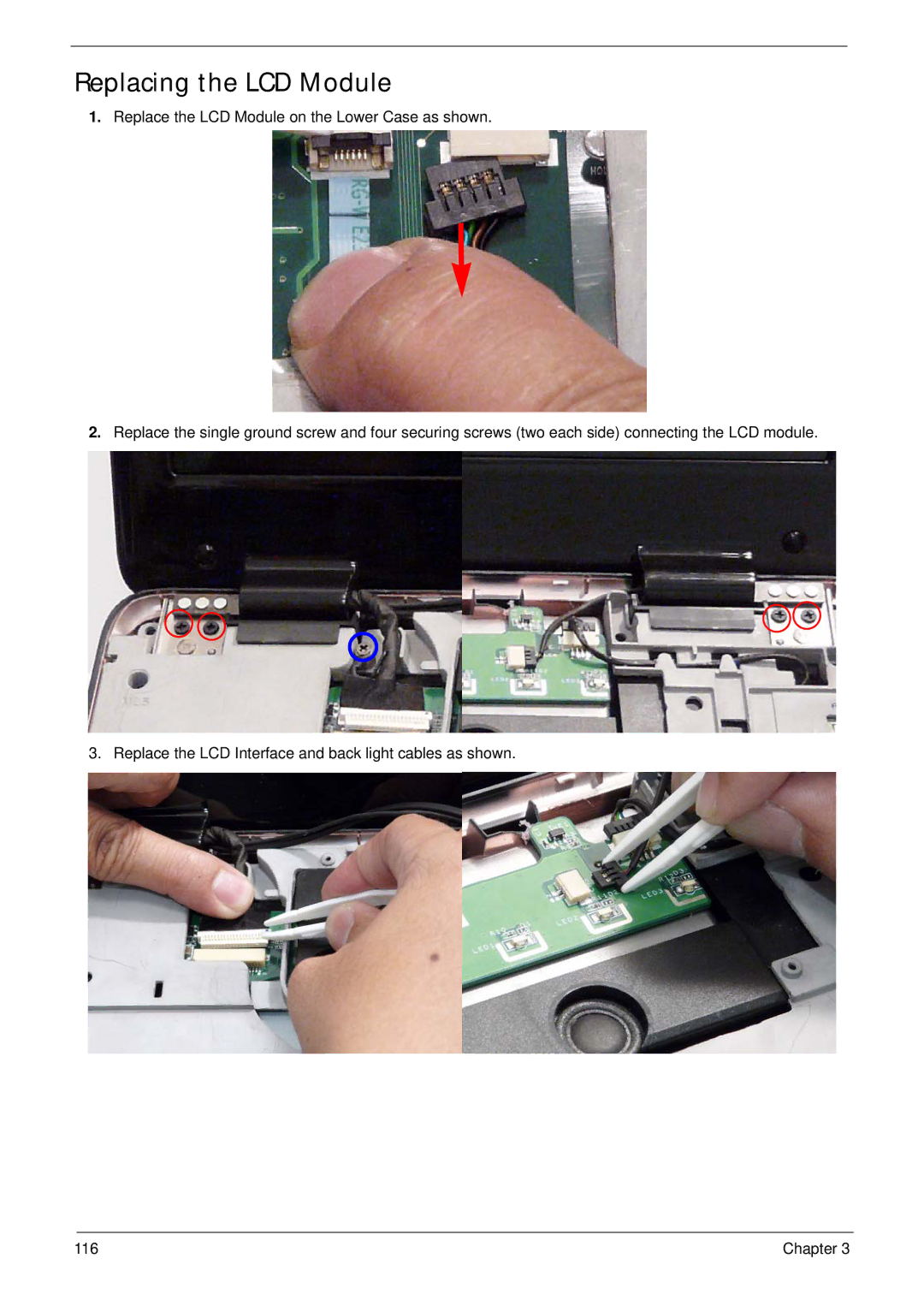 Acer 7530G manual Replacing the LCD Module 